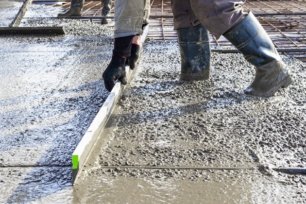 Concrete slab being leveled during a repair job